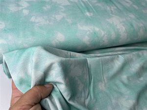 Viscosejersey - tie dye blomster i flot mint